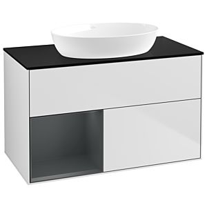 Villeroy and Boch Finion Villeroy and Boch Finion GA12HGMT 100cm, cover plate black matt, Emotion, shelves midnight matt lacquer, white matt lacquer