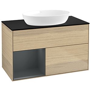 Villeroy and Boch Finion Villeroy and Boch Finion GA12HGPC 100cm, cover plate black matt, Emotion, shelves Midnight matt lacquer, Oak Veneer