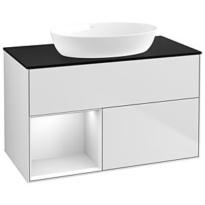 Villeroy and Boch Finion Villeroy and Boch Finion GA12MTMT 100cm, cover plate black matt, Emotion, shelves White matt lacquer, White matt lacquer