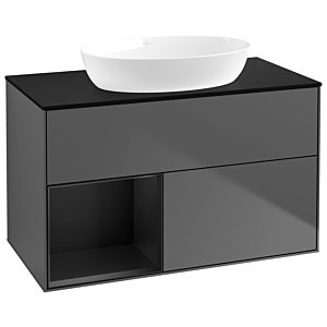Villeroy and Boch Finion Villeroy and Boch Finion GA12PDGK 100cm, cover plate black matt, Emotion, shelves black matt lacquer, anthracite matt
