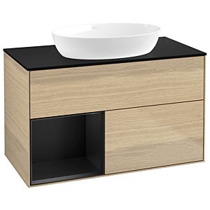 Villeroy and Boch Finion Villeroy and Boch Finion GA12PDPC 100cm, cover plate black matt, Emotion, shelves black matt lacquer, Oak Veneer