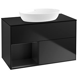 Villeroy und Boch Finion Waschtischunterschrank GA12PDPD 100cm, Abdeckplatte black matt, Emotion, Regale Black matt lacquer, Black matt lacquer