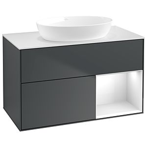 Villeroy and Boch Finion Villeroy and Boch Finion GA21GFHG 100cm, cover plate white matt, Emotion, shelves Glossy white lacquer, Midnight Blue Matt Lacquer