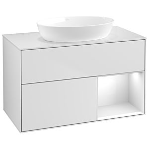 Villeroy and Boch Finion Villeroy and Boch Finion GA21GFMT 100cm, cover plate white matt, Emotion, shelves Glossy white lacquer, white matt lacquer