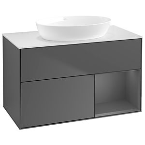 Villeroy and Boch Finion Villeroy and Boch Finion GA21GKGK 100cm, cover plate white matt, Emotion, shelves anthracite matt lacquer, anthracite matt