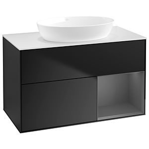 Villeroy and Boch Finion Villeroy and Boch Finion GA21GKPD 100cm, cover plate white matt, Emotion, shelves anthracite matt lacquer, black matt lacquer