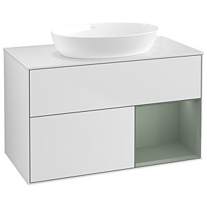 Villeroy and Boch Finion Villeroy and Boch Finion GA21GMMT 100cm, cover plate white matt, Emotion, shelves olive matt lacquer, white matt lacquer