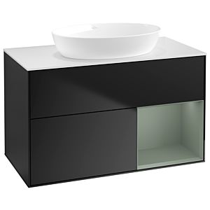 Villeroy and Boch Finion Villeroy and Boch Finion GA21GMPD 100cm, cover plate white matt, Emotion, shelves olive matt lacquer, black matt lacquer