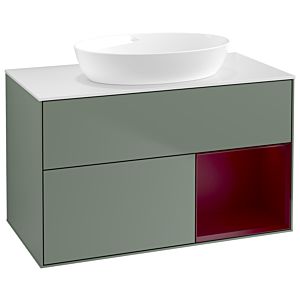 Villeroy und Boch Finion Waschtischunterschrank GA21HBGM 100cm, Abdeckplatte white matt, Emotion, Regale Peony matt lacquer, Olive Matt Lacquer