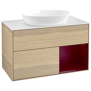 Villeroy and Boch Finion Villeroy and Boch Finion GA21HBPC 100cm, cover plate white matt, Emotion, shelves Peony matt lacquer, Oak Veneer