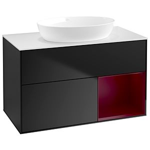 Villeroy and Boch Finion Villeroy and Boch Finion GA21HBPD 100cm, cover plate white matt, Emotion, shelves Peony matt lacquer, black matt lacquer