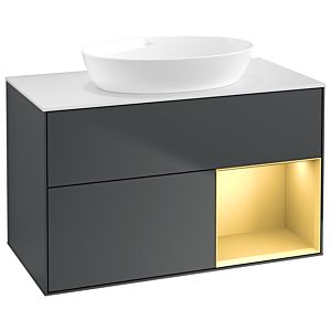 Villeroy und Boch Finion Waschtischunterschrank GA21HFHG 100cm, Abdeckplatte white matt, Emotion, Regale Gold matt lacquer, Midnight Blue Matt Lacquer