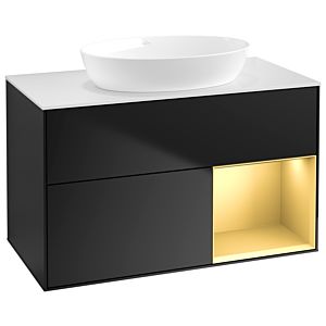 Villeroy and Boch Finion Villeroy and Boch Finion GA21HFPD 100cm, cover plate white matt, Emotion, shelves gold matt lacquer, black matt lacquer