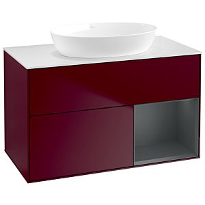 Villeroy und Boch Finion Waschtischunterschrank GA21HGHB 100cm, Abdeckplatte white matt, Emotion, Regale Midnight matt lacquer, Peony Matt