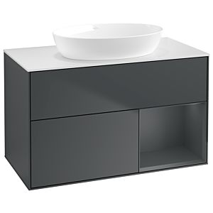 Villeroy und Boch Finion Waschtischunterschrank GA21HGHG 100cm, Abdeckplatte white matt, Emotion, Regale Midnight matt lacquer, Midnight Blue Matt Lacquer