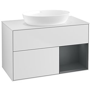 Villeroy and Boch Finion Villeroy and Boch Finion GA21HGMT 100cm, cover plate white matt, Emotion, shelves midnight matt lacquer, white matt lacquer