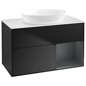 Villeroy and Boch Finion Villeroy and Boch Finion GA21HGPD 100cm, cover plate white matt, Emotion, shelves midnight matt lacquer, black matt lacquer