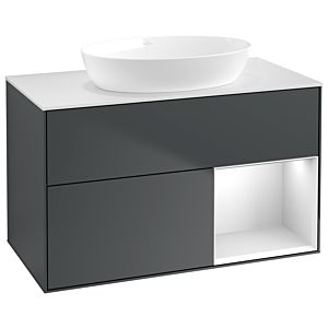 Villeroy and Boch Finion Villeroy and Boch Finion GA21MTHG 100cm, cover plate white matt, Emotion, shelves white matt lacquer, midnight Blue Matt Lacquer