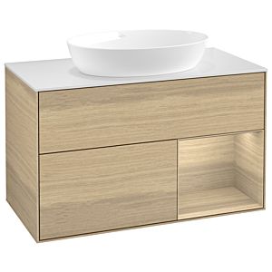 Villeroy et Boch Finion Villeroy et Boch GA21PCPC 100cm, plaque de recouvrement blanc mat, emotion, étagères Oak Veneer , Oak Veneer