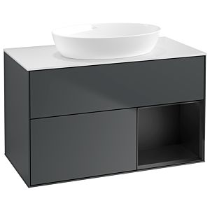 Villeroy and Boch Finion Villeroy and Boch Finion GA21PDHG 100cm, cover plate white matt, Emotion, shelves black matt lacquer, midnight Blue Matt Lacquer