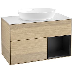 Villeroy and Boch Finion Villeroy and Boch Finion GA21PDPC 100cm, cover plate white matt, Emotion, shelves black matt lacquer, Oak Veneer