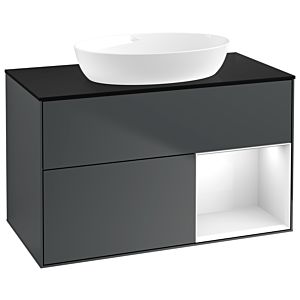 Villeroy and Boch Finion Villeroy and Boch Finion GA22GFHG 100cm, cover plate black matt, Emotion, shelves Glossy white lacquer, Midnight Blue Matt Lacquer