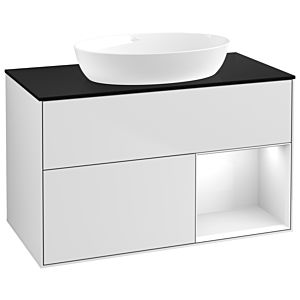 Villeroy and Boch Finion Villeroy and Boch Finion GA22GFMT 100cm, cover plate black matt, Emotion, shelves Glossy white lacquer, white matt lacquer