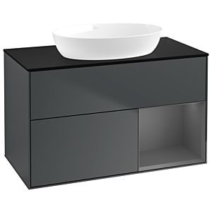 Villeroy und Boch Finion Waschtischunterschrank GA22GKHG 100cm, Abdeckplatte black matt, Emotion, Regale Anthracite matt lacquer, Midnight Blue Matt Lacquer