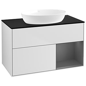 Villeroy and Boch Finion Villeroy and Boch Finion GA22GKMT 100cm, cover plate black matt, Emotion, shelves anthracite matt lacquer, white matt lacquer