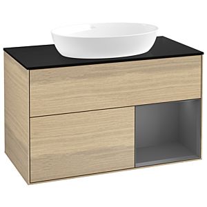 Villeroy and Boch Finion Villeroy and Boch Finion GA22GKPC 100cm, cover plate black matt, Emotion, shelves anthracite matt lacquer, Oak Veneer
