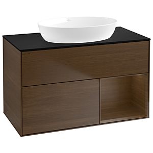 Villeroy and Boch Finion Villeroy and Boch Finion GA22GNGN 100cm, cover plate black matt, Emotion, shelves Walnut Veneer , Walnut Veneer veneer