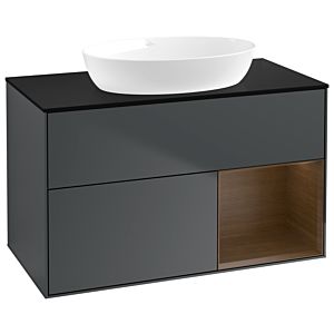 Villeroy and Boch Finion Villeroy and Boch Finion GA22GNHG 100cm, cover plate black matt, Emotion, shelves Walnut Veneer , Midnight Blue Matt Lacquer