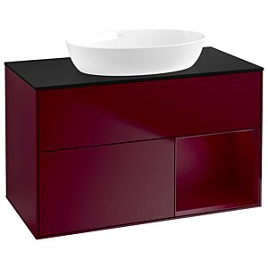 Villeroy und Boch Finion Waschtischunterschrank GA22HBHB 100cm, Abdeckplatte black matt, Emotion, Regale Peony matt lacquer, Peony Matt