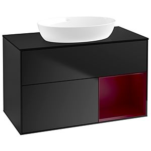 Villeroy und Boch Finion Waschtischunterschrank GA22HBPD 100cm, Abdeckplatte black matt, Emotion, Regale Peony matt lacquer, Black matt lacquer