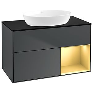 Villeroy and Boch Finion Villeroy and Boch Finion GA22HFHG 100cm, cover plate black matt, Emotion, shelves gold matt lacquer, midnight Blue Matt Lacquer