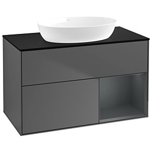 Villeroy and Boch Finion Villeroy and Boch Finion GA22HGGK 100cm, cover plate black matt, Emotion, shelves midnight matt lacquer, anthracite matt