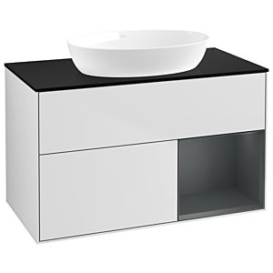 Villeroy and Boch Finion Villeroy and Boch Finion GA22HGMT 100cm, cover plate black matt, Emotion, shelves midnight matt lacquer, white matt lacquer