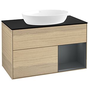 Villeroy and Boch Finion Villeroy and Boch Finion GA22HGPC 100cm, cover plate black matt, Emotion, shelves Midnight matt lacquer, Oak Veneer