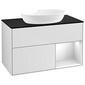Villeroy and Boch Finion Villeroy and Boch Finion GA22MTMT 100cm, cover plate black matt, Emotion, shelves White matt lacquer, White matt lacquer
