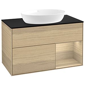 Villeroy and Boch Finion Villeroy and Boch Finion GA22PCPC 100cm, cover plate black matt, Emotion, shelves Oak Veneer , Oak Veneer