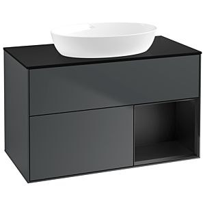 Villeroy et Boch Finion Villeroy et Boch GA22PDHG 100cm, plaque de recouvrement noire mate, Emotion, étagères Blue Matt Lacquer noir mat, Midnight Blue Matt Lacquer