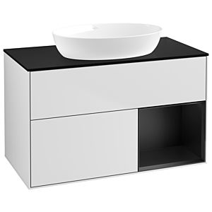 Villeroy and Boch Finion Villeroy and Boch Finion GA22PDMT 100cm, cover plate black matt, Emotion, shelves black matt lacquer, white matt lacquer