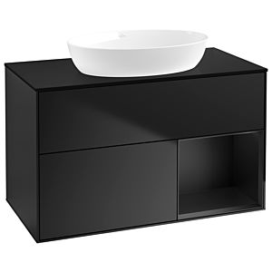 Villeroy und Boch Finion Waschtischunterschrank GA22PDPD 100cm, Abdeckplatte black matt, Emotion, Regale Black matt lacquer, Black matt lacquer
