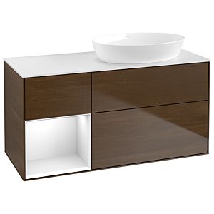 Villeroy and Boch Finion Villeroy and Boch Finion GA41GFGN 120cm, cover plate white matt, Emotion, shelves Glossy white lacquer, walnut veneer