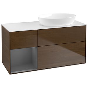 Villeroy and Boch Finion Villeroy and Boch Finion GA41GKGN 120cm, cover plate white matt, Emotion, shelves anthracite matt lacquer, walnut veneer