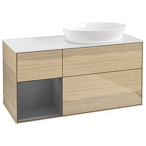 Villeroy and Boch Finion Villeroy and Boch Finion GA41GKPC 120cm, cover plate white matt, Emotion, shelves anthracite matt lacquer, Oak Veneer