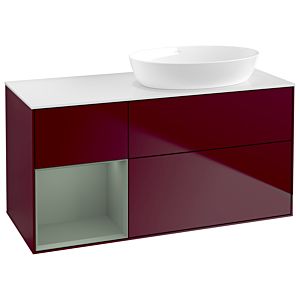 Villeroy et Boch Finion Villeroy et Boch GA41GMHB 120cm, plaque de recouvrement blanc mat, Emotion, étagères laqué olive mat, Peony Matt