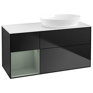 Villeroy und Boch Finion Waschtischunterschrank GA41GMPD 120cm, Abdeckplatte white matt, Emotion, Regale Olive matt lacquer, Black matt lacquer