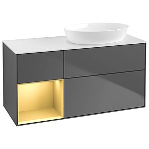 Villeroy und Boch Finion Waschtischunterschrank GA41HFGK 120cm, Abdeckplatte white matt, Emotion, Regale Gold matt lacquer, Anthracite matt