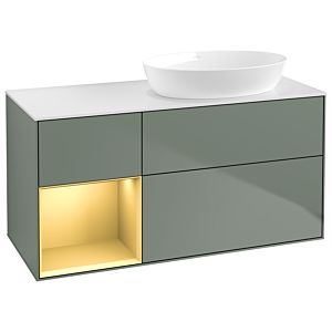 Villeroy und Boch Finion Waschtischunterschrank GA41HFGM 120cm, Abdeckplatte white matt, Emotion, Regale Gold matt lacquer, Olive Matt Lacquer